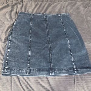 Free People Denim Zipper-up  Mini Skirt